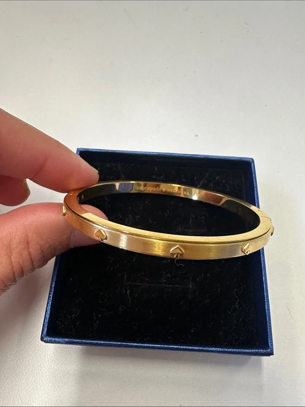 kate spade Gold Spade Accent Hinged Bangle Bracelet